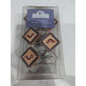 VTG Kokopelli Jubilee Bathroom Shower Square Curtain Rings Hooks Brown Lot of 12